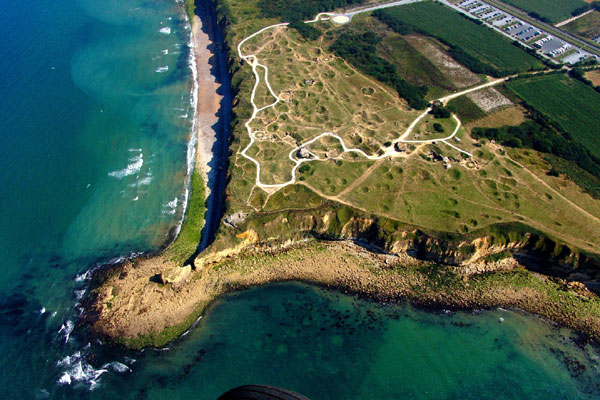 Normandy, The Pointe du Hoc Cliffs from the air